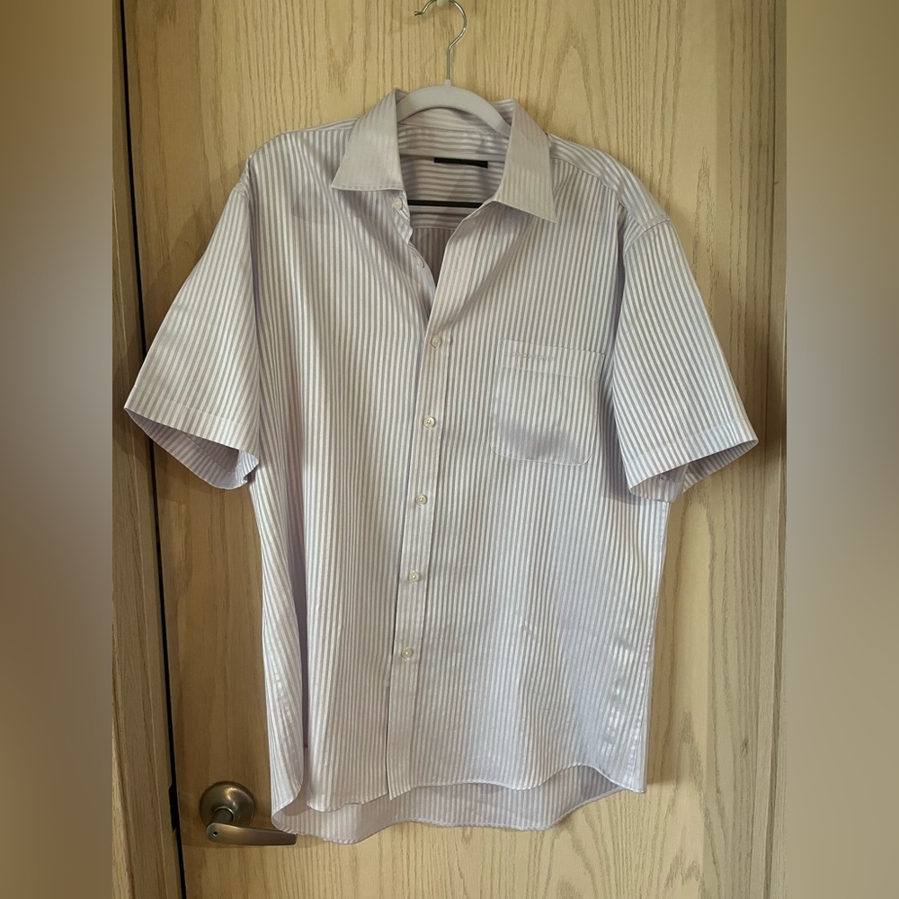 Men's Dress Striped Button Up Short Sleeve Shirt